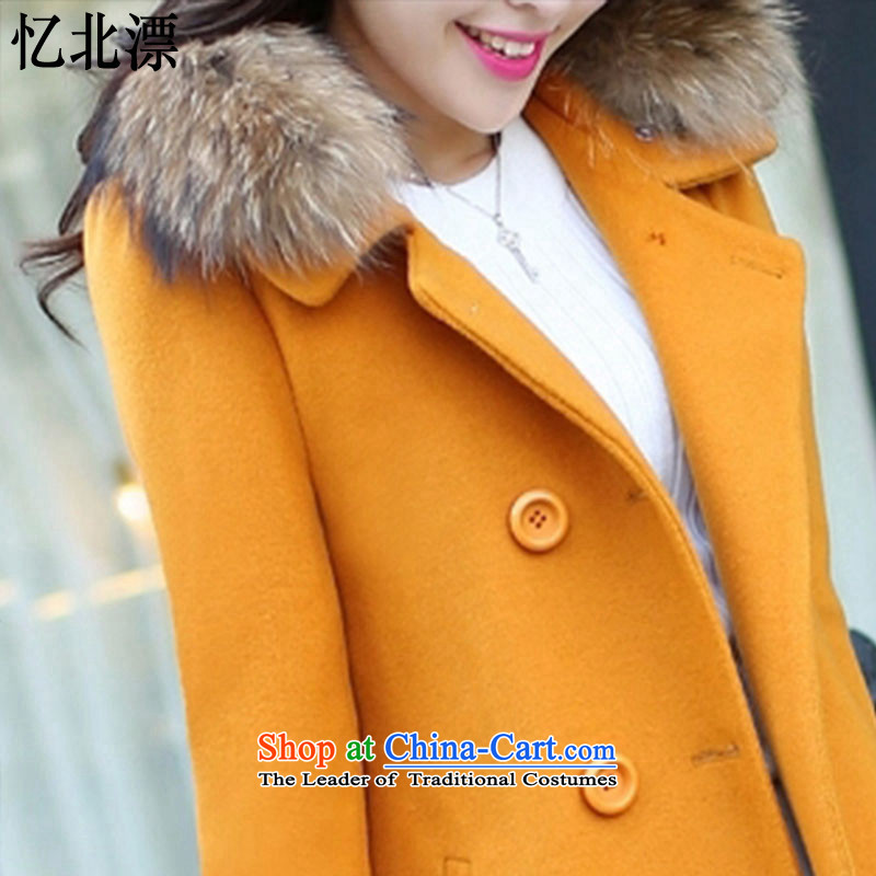 Recalling that the 2015 Winter North drift-new Korean version of Sau San? In gross jacket long double-for long-sleeved a gross coats female L0116 TURMERIC XL, recalling that the North has been pressed drift-shopping on the Internet
