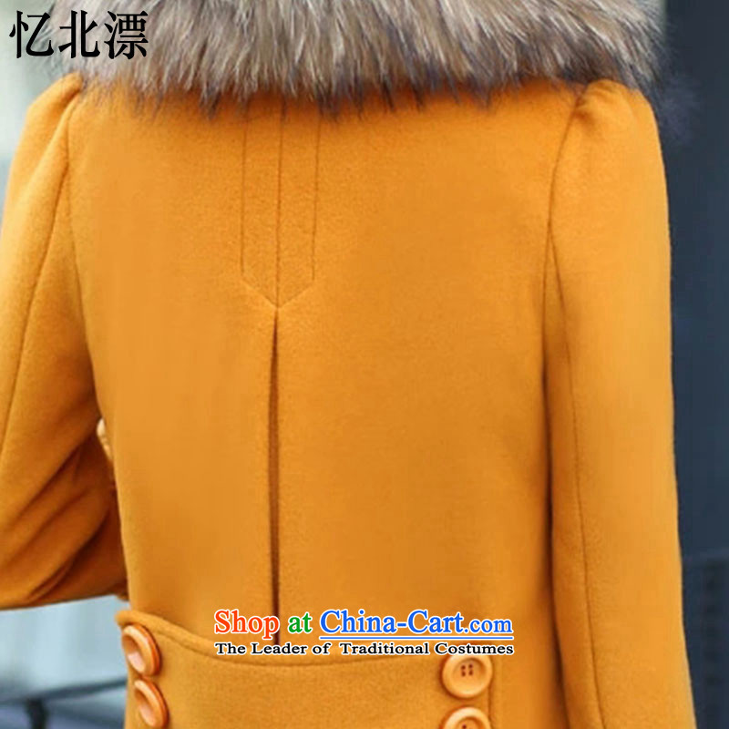 Recalling that the 2015 Winter North drift-new Korean version of Sau San? In gross jacket long double-for long-sleeved a gross coats female L0116 TURMERIC XL, recalling that the North has been pressed drift-shopping on the Internet