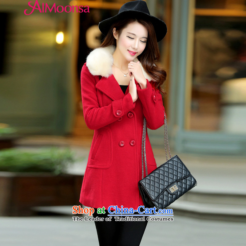  The Korean version of the stylish Sweet aimoonsa double-jacket women's gross? autumn and winter New Gross Gross for coats women would be sub-jacket red s,aimoonsa,,, shopping on the Internet