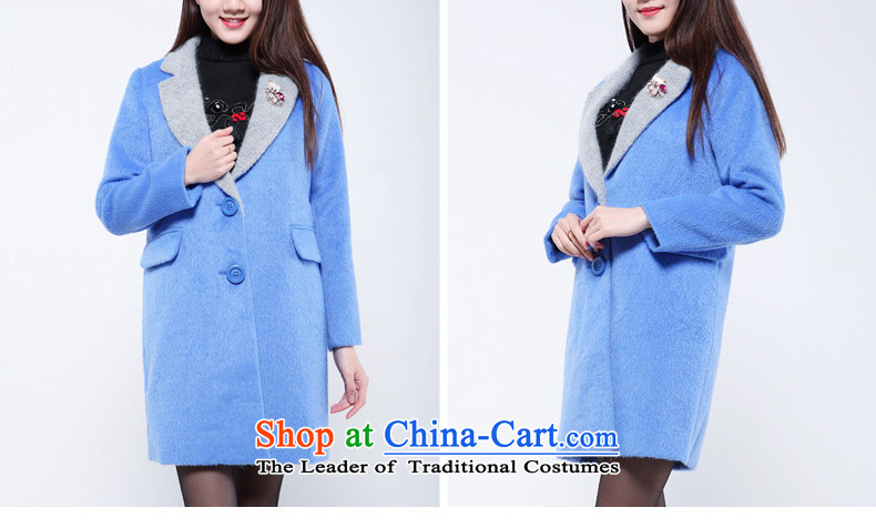 Flower to 2015 winter clothing new Korean lapel color in the collision of gross?? coats 30VD70661 jacket female Indigo S picture, prices, brand platters! The elections are supplied in the national character of distribution, so action, buy now enjoy more preferential! As soon as possible.