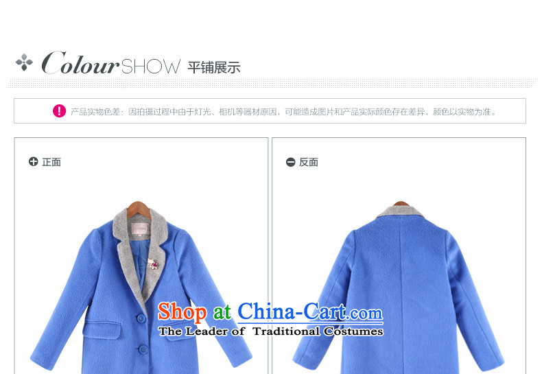 Flower to 2015 winter clothing new Korean lapel color in the collision of gross?? coats 30VD70661 jacket female Indigo S picture, prices, brand platters! The elections are supplied in the national character of distribution, so action, buy now enjoy more preferential! As soon as possible.
