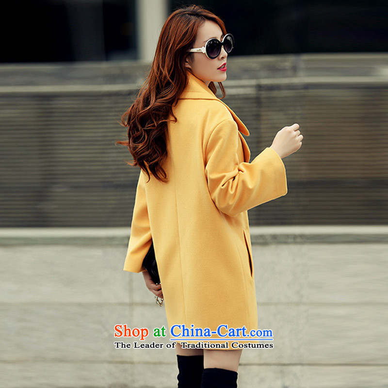 Arthur magic yi 2015 Fall/Winter Collections new double-reverse collar coats, wool? long suit for Sau San Mao jacket female Yellow XL, What Arthur Magic Yi shopping on the Internet has been pressed.