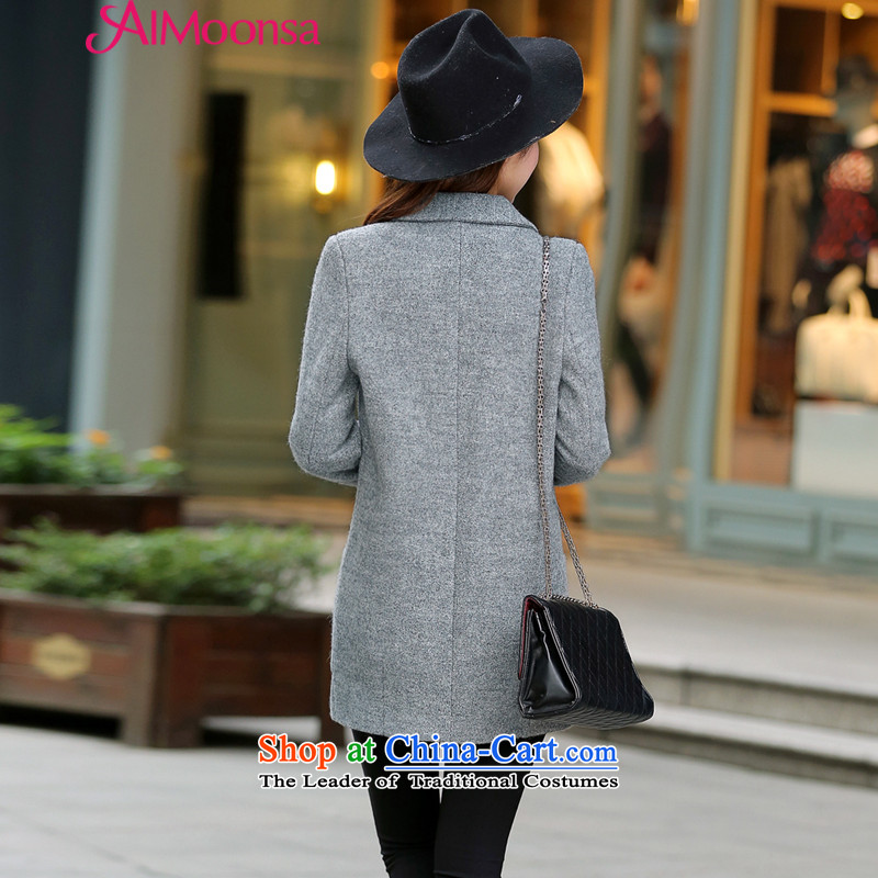 Western Wind fashion, long hair? female gross so Coat jacket new 2015 women Fall/Winter Collections long temperament a wool coat Korea thick female gray s,aimoonsa,,, shopping on the Internet