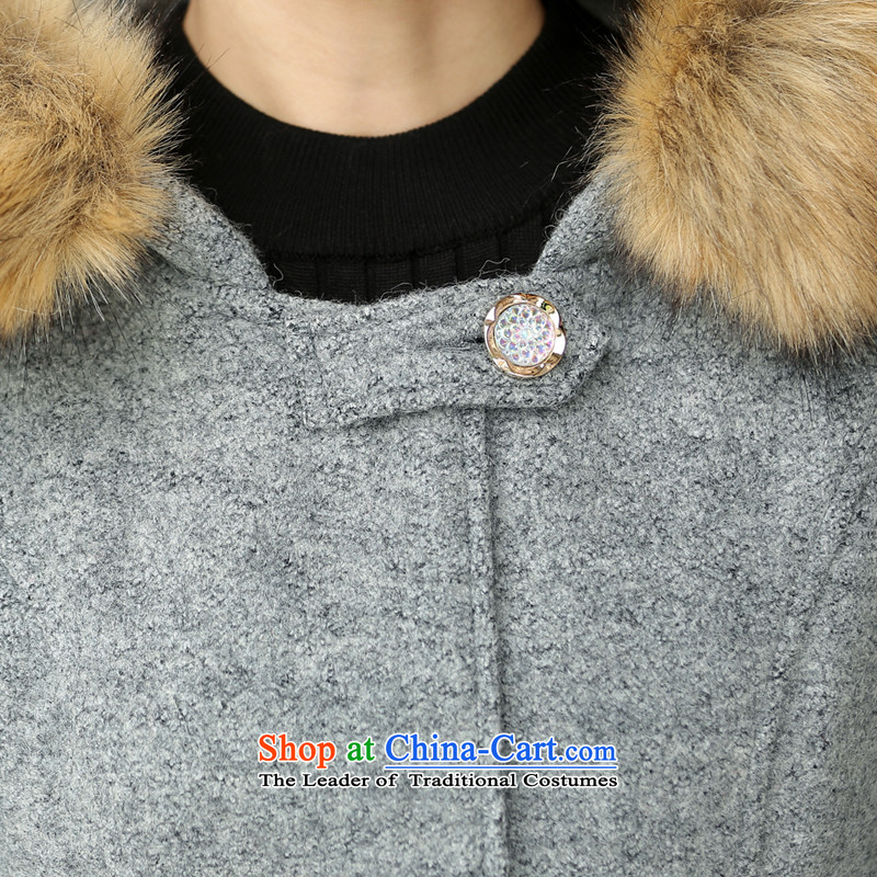 The new cloak? jacket women's gross in long Korean autumn and winter load relaxd stylish a wool coat cap for Gross Gross coats female gray Xxl,aimoonsa,,,? Online Shopping