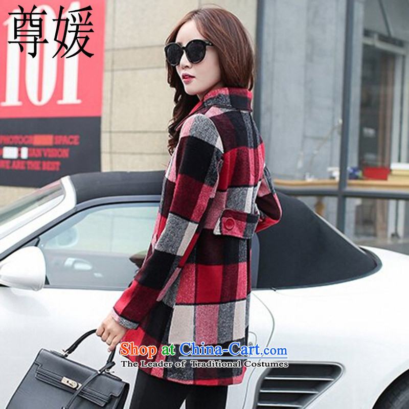 Extreme yuan by 2015 autumn and winter new Korean version of a wool coat, double-checked gross? female 6,526 red jacket XL, extreme yuan , , , shopping on the Internet