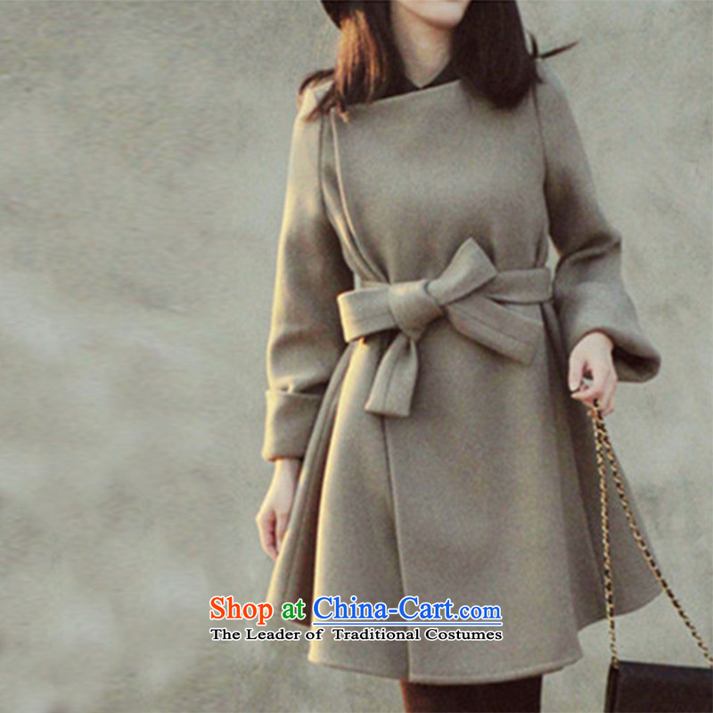 The 2015 autumn and winter won thousands of video graphics thin wool coat women? foutune tether in long hair? overcoat female gray M The Chin (BENQIAN) , , , shopping on the Internet