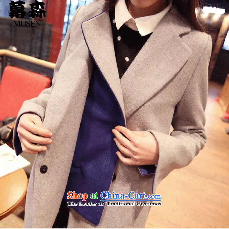 The 2015 autumn and winter sum Korean wild leisure preppy side zip gross a wool coat jacket is light gray M, the sum has been pressed shopping on the Internet