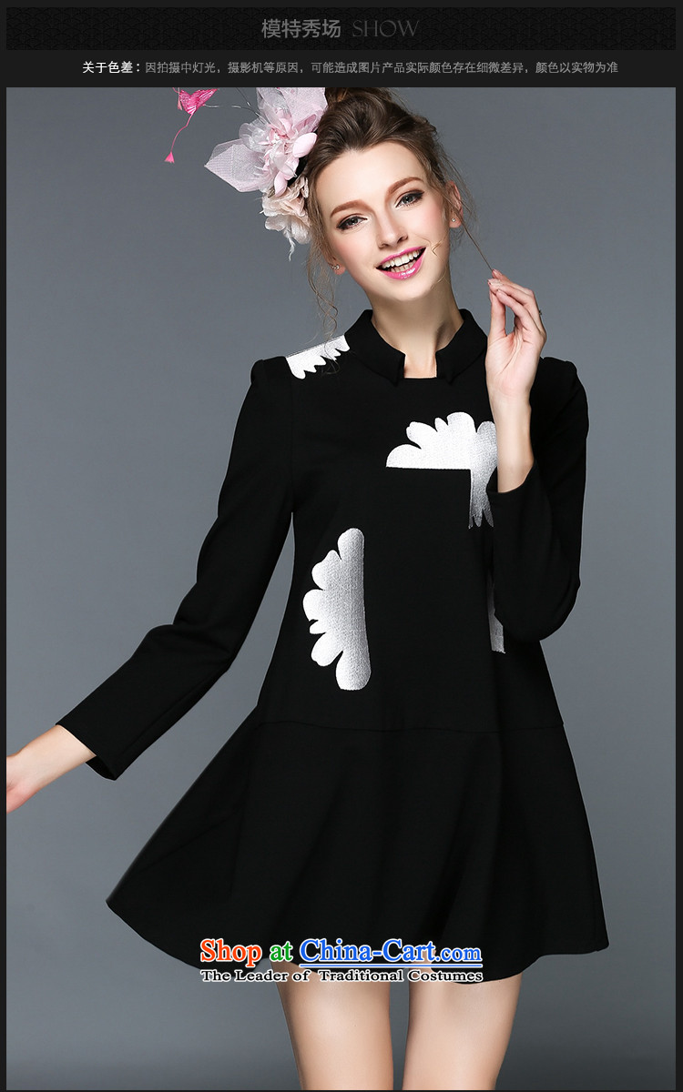 The Ni dream high-end large European and American Women 2015 autumn and winter new expertise to increase energy mm embroidered A skirt G-q109 long-sleeved black XXXL picture, prices, brand platters! The elections are supplied in the national character of distribution, so action, buy now enjoy more preferential! As soon as possible.