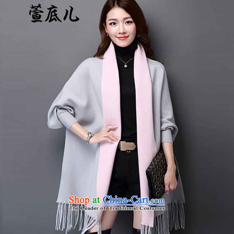 Mavis Fan bottom 2015 autumn and winter female Korean version of the new trendy long temperament cloak shawl coats duplex can penetrate gray + pink are code, Xuan Bottom , , , shopping on the Internet
