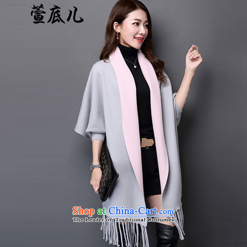 Mavis Fan bottom 2015 autumn and winter female Korean version of the new trendy long temperament cloak shawl coats duplex can penetrate gray + pink are code, Xuan Bottom , , , shopping on the Internet