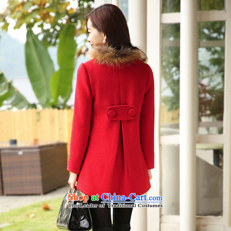 Kim Man sa 2015 autumn and winter new Korean girl in gross? jacket long coats gross?) Gross (with red , L, Kim Man Lisa (jinmansha) , , , shopping on the Internet