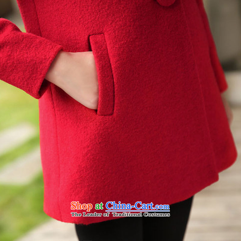 Kim Man sa 2015 autumn and winter new Korean girl in gross? jacket long coats gross?) Gross (with red , L, Kim Man Lisa (jinmansha) , , , shopping on the Internet