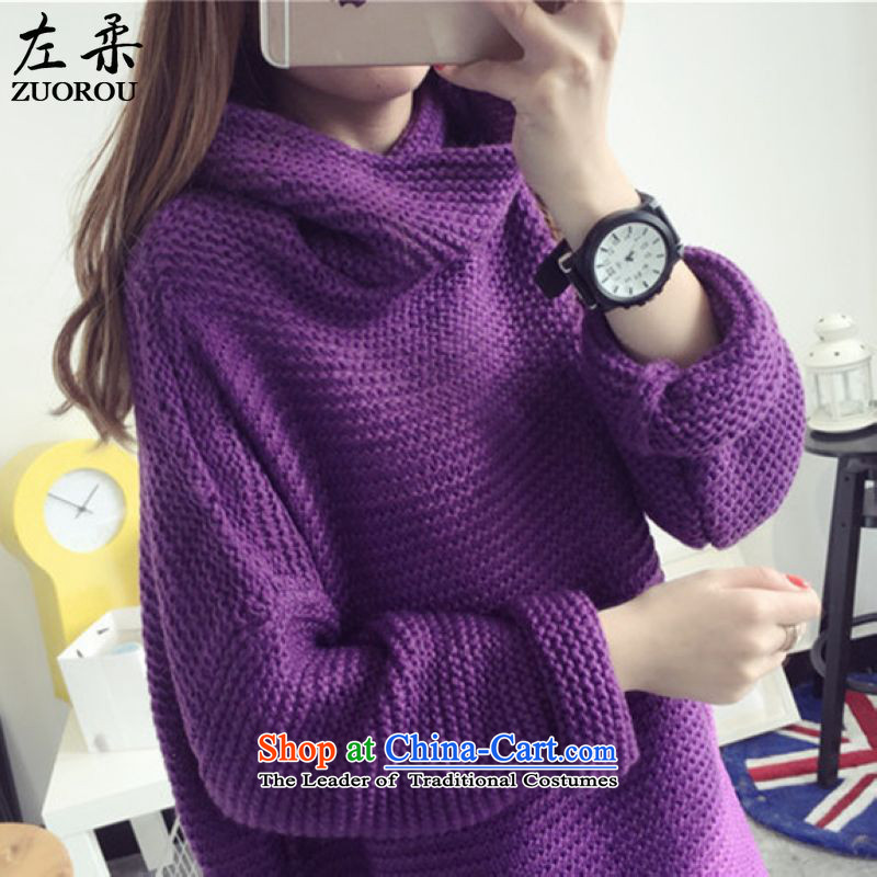 Sophie  2015 autumn and winter left of Korean version of large numbers of ladies thick mm video thin wild relaxd heap heap Neck Knitted Shirt sweater shirt head 200 catties better wearing a khaki color code, left soft , , , shopping on the Internet