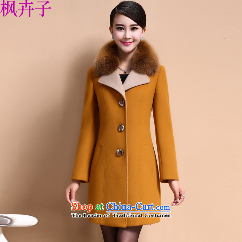 Maple Hui Sub new products in 2015 winter long jacket coat gross F8809? yellow?L