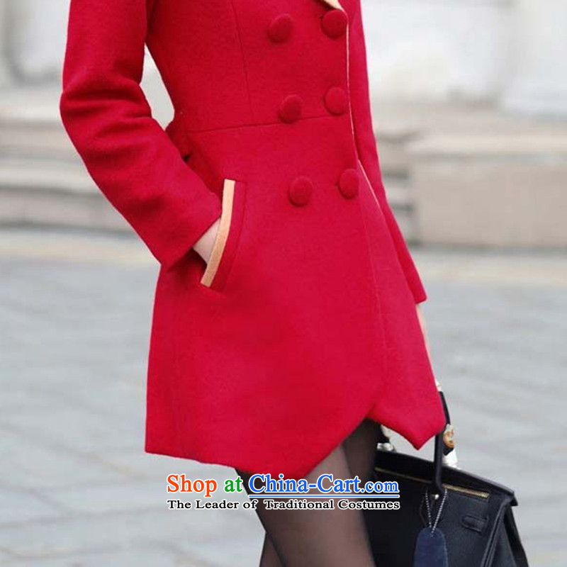 Morcar Connie snow  2015 autumn and winter new double-spell colors in the jacket long?   for long-sleeved gross is suit coats female Red M Moka Connie Snow (mokanixue) , , , shopping on the Internet