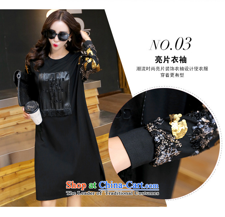 Song Of Yue XL 2015 autumn and winter the new Europe and the large number of ladies thick MM pearl cuff stitching tile dresses Y1373 4XL(160 Black to 180 catties catty picture), prices, brand platters! The elections are supplied in the national character of distribution, so action, buy now enjoy more preferential! As soon as possible.