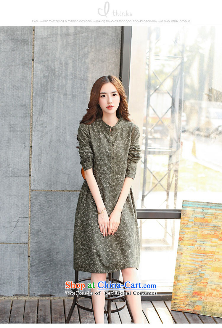 The autumn 2015 new products in the women's long cotton linen collar Foutune of long-sleeved Korean Sau San saika skirt long skirt FZ614 dark green XL Photo, prices, brand platters! The elections are supplied in the national character of distribution, so action, buy now enjoy more preferential! As soon as possible.