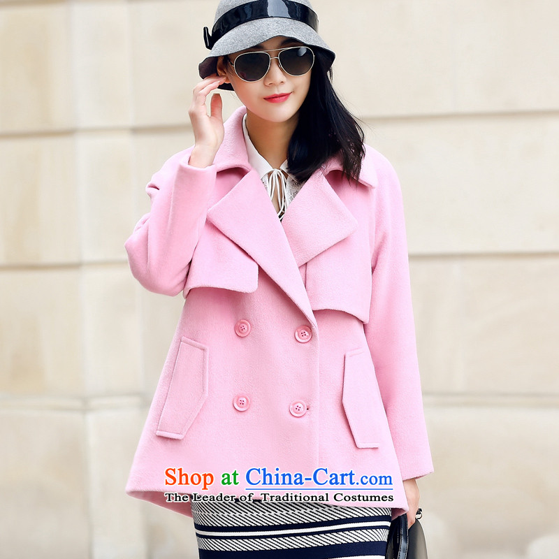 2015 Autumn and winter new Korean cloak-wool a wool coat female short of pink jacket? S, HIV EUROPE (CD) has been pressed AIOV shopping on the Internet