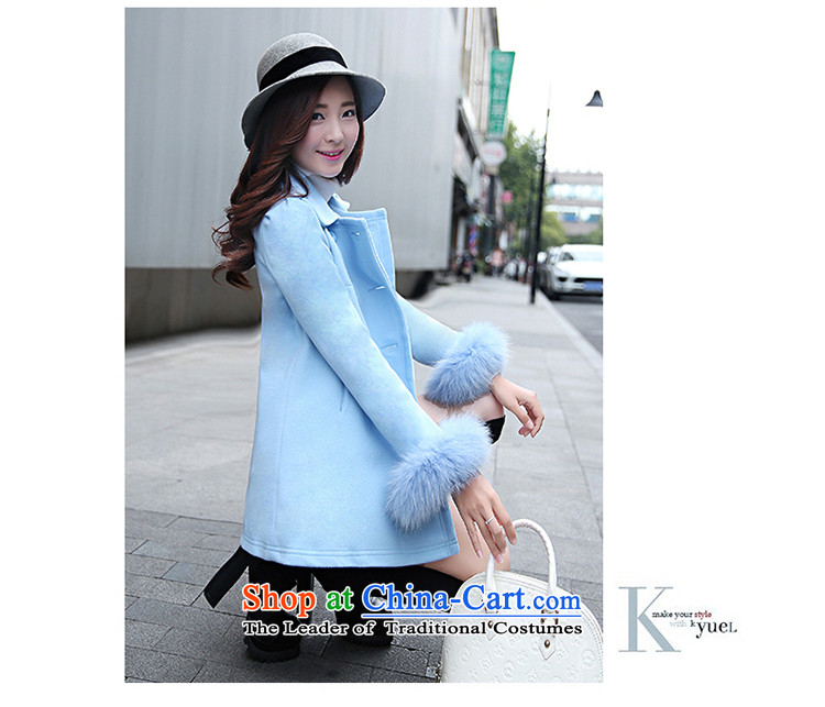 8Pak 2015 autumn and winter new liberal fashion sense of gross light blue coat? S picture, prices, brand platters! The elections are supplied in the national character of distribution, so action, buy now enjoy more preferential! As soon as possible.