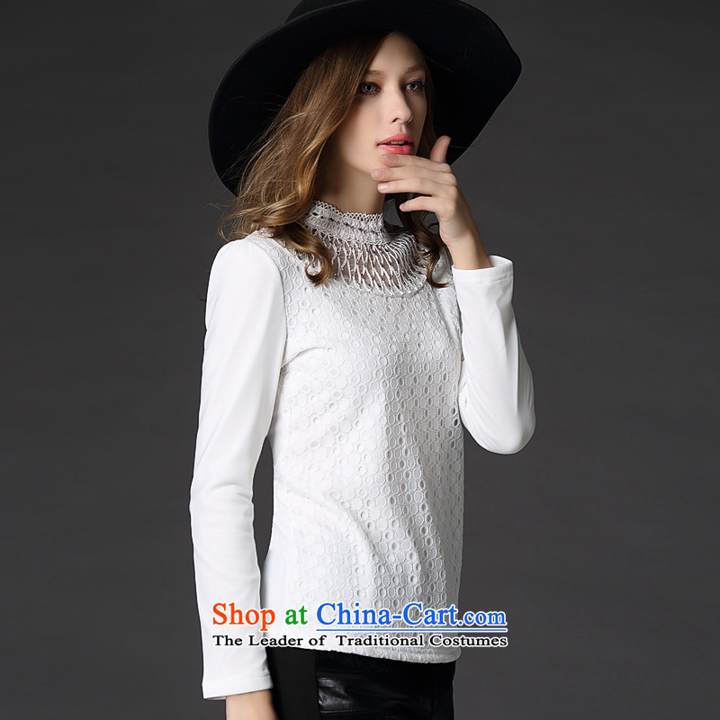 The Director of the women's XL 2015 winter clothing new thick MM staple manually pearl western engraving gauze stitching graphics plus lint-free T-shirt thin forming the Netherlands 1226 large white 5XL Code 200, of about sovereignty (smeilovly) , , , sho