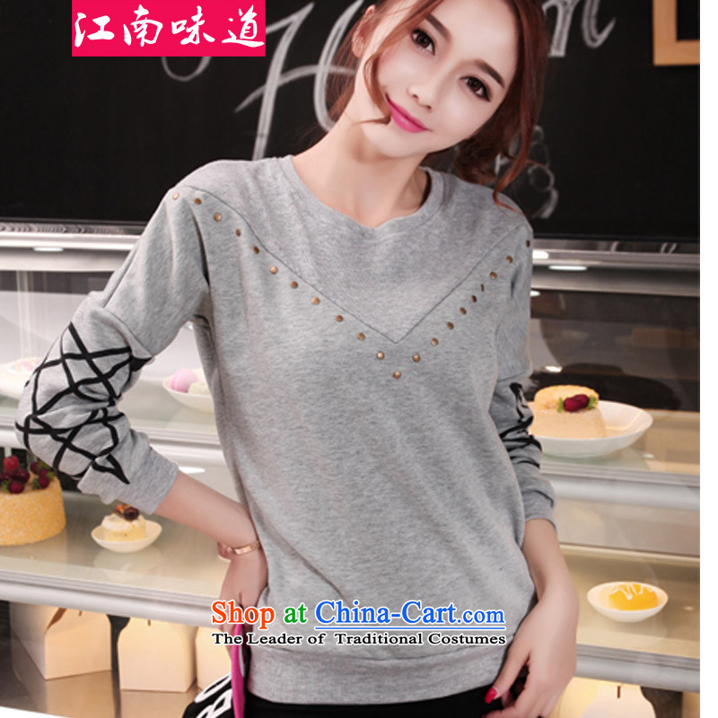 Gangnam-gu 2015 autumn and winter taste new larger women to increase the burden of the Netherlands MM200 forming the thick cotton lint-free nail pearl plus extra thick female T-shirt sweater black 3XL recommendations 140-160 characters, Gangnam taste shopping on the Internet has been pressed.