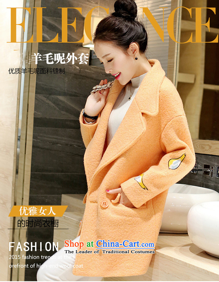 Mrs James Hacker 2015 Fall/Winter Collections Korean girl in gross? jacket long embroidery Sau San thick a wool coat embroidered students orange M picture, prices, brand platters! The elections are supplied in the national character of distribution, so action, buy now enjoy more preferential! As soon as possible.