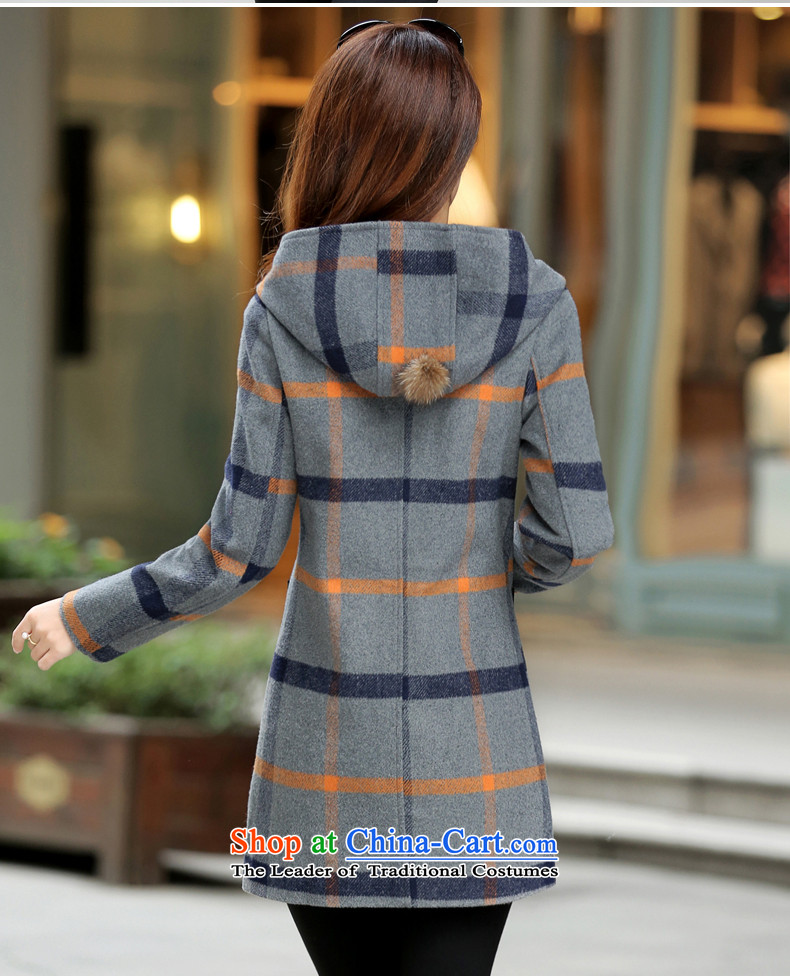 2015 Fall/Winter Collections aimoonsa new) long hair? jacket Female Cap Korean tartan coats of Sau San Women's gross? coats gray cells L picture, prices, brand platters! The elections are supplied in the national character of distribution, so action, buy now enjoy more preferential! As soon as possible.