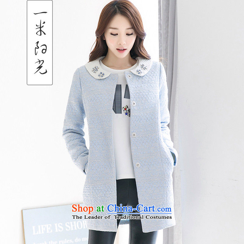 One meter Sunshine?2015 winter clothing new small wind women's gross incense? Long girls jacket Korean minimalist Sau San a wool coat female blue?S