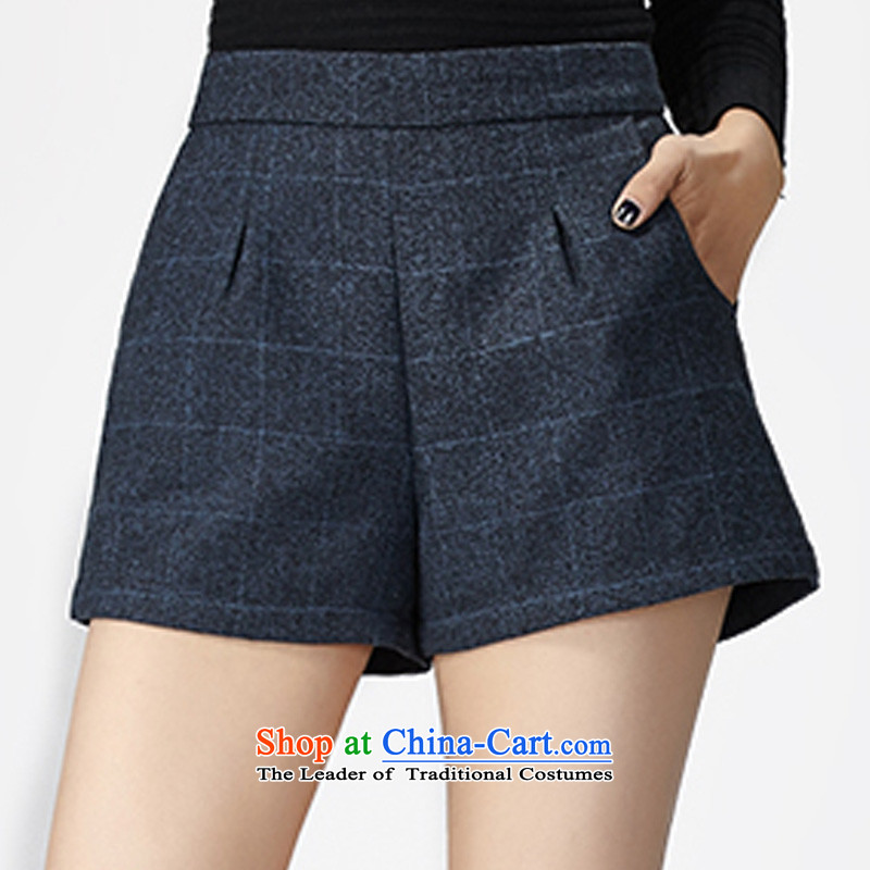 Yu-Sin-thick sister to increase women's code 2015 autumn and winter new fat mm ultra-large elastic waist Grid Width And shorts ladies boot pants 858 dark blue 4XL recommends that you, Carol, 160-180 (yuerxianzi cents) , , , shopping on the Internet