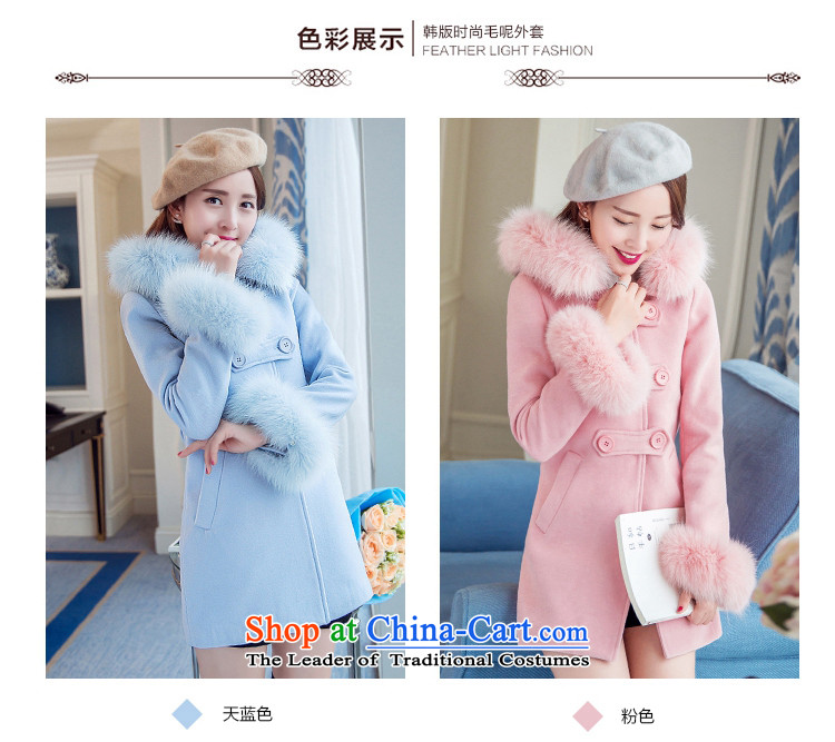 Sin has new winter 2015 stylish temperament in Sau San video thin long warm Korean Nagymaros collar single row clip hair? female        M pictures sky blue coat, prices, brand platters! The elections are supplied in the national character of distribution, so action, buy now enjoy more preferential! As soon as possible.