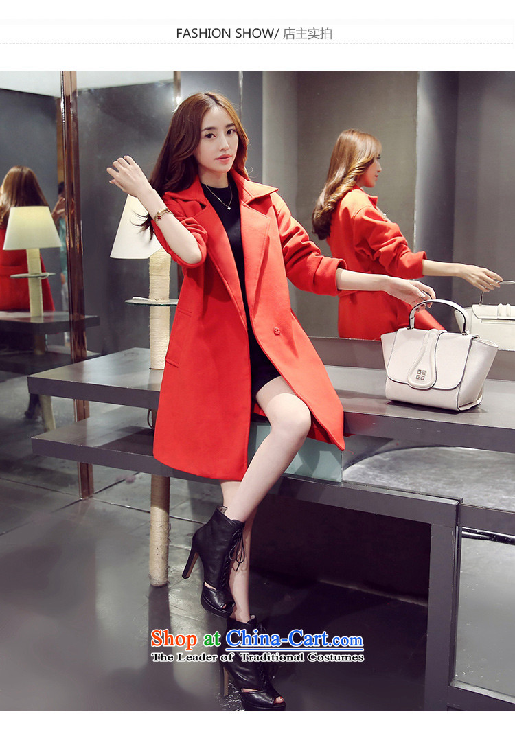 Ink 歆 wool a wool coat women 2015 autumn and winter new Korean vogue thin Graphics 