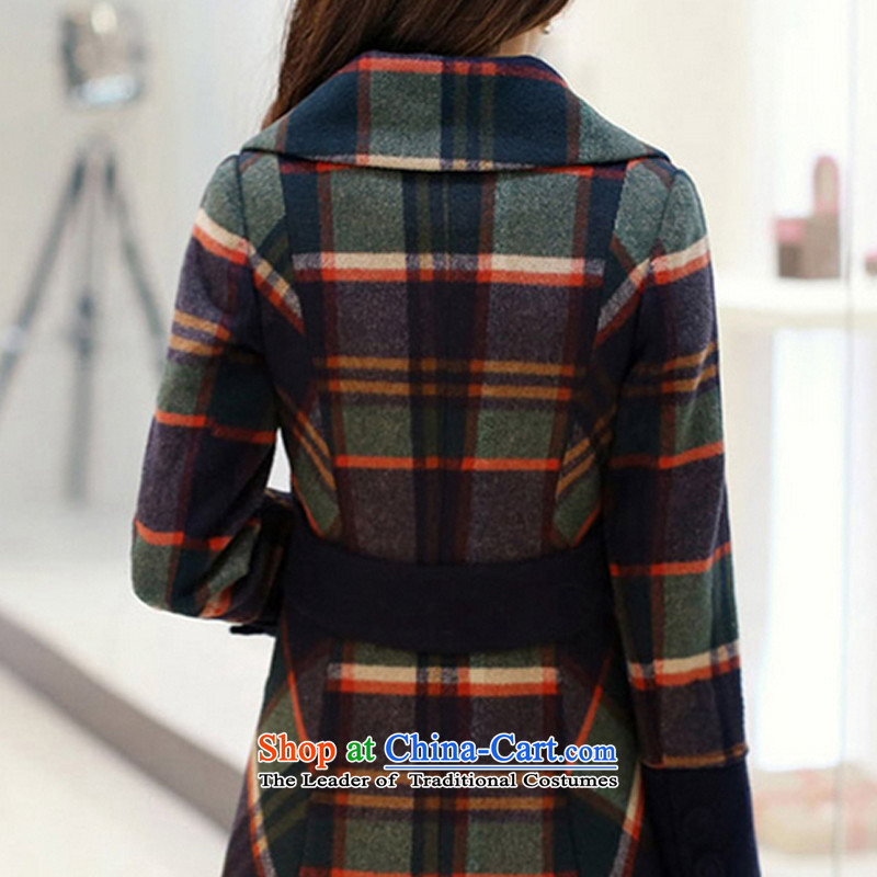 Meijia Garment 2015 winter thick Korean female new grid gross?   we women jacket coat girl in gross long 620 Coffee latticed XL, Monica Yi (MEIJIAYI) , , , shopping on the Internet