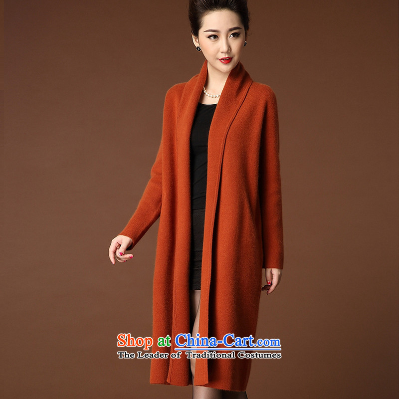 1543#2015 autumn and winter coats girl in new long thick knitting cardigan sweater jacket Tangerine Orange XL, Charlene Choi has been pressed clothes Cheuk-yan shopping on the Internet