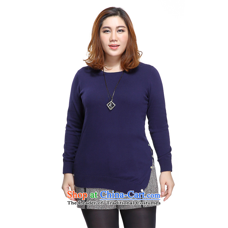 The former Yugoslavia Li Sau 2015 Fall/Winter Collections new larger female round-neck collar coin decoration is not under rule sets and sweaters female 0575-23 5XL, blue small Li possession show , , , shopping on the Internet