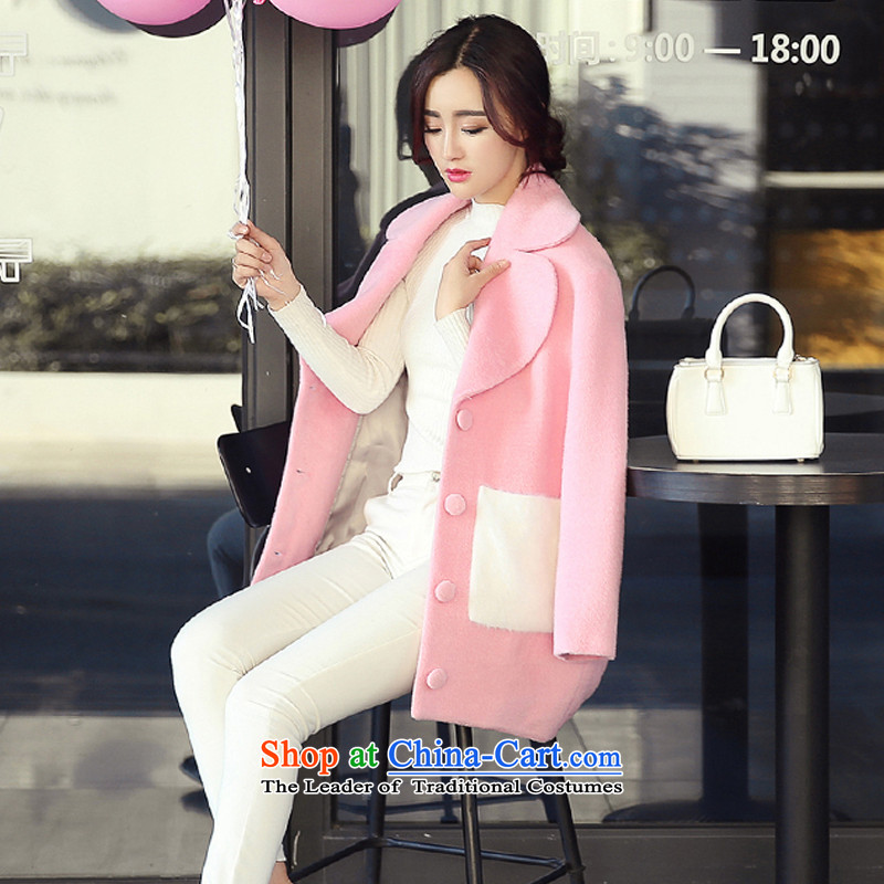 Ink 歆 wool a wool coat women 2015 autumn and winter new Korean long dolls in Sau San for stitching rabbit hair colors are knocked jacket coat female SZ47 PURPLE M picture, prices, brand platters! The elections are supplied in the national character of distribution, so action, buy now enjoy more preferential! As soon as possible.