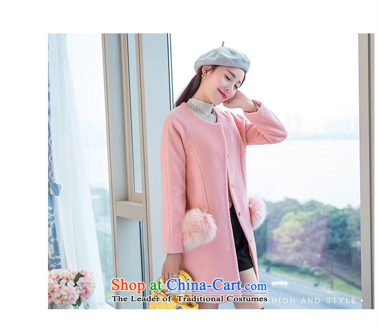 Sin has new winter 2015 stylish temperament in Sau San video thin long round-neck collar Warm Korean Solid Color gross pink female coat?      XL Photo, prices, brand platters! The elections are supplied in the national character of distribution, so action, buy now enjoy more preferential! As soon as possible.