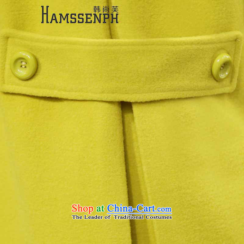 Han Sang-to 2015 winter new Korean version of large numbers of women who are in collar gross long a wool coat female hair?   9920 Fluorescent Green Jacket girl S, Han Sang-HAMSSENPH) , , , shopping on the Internet