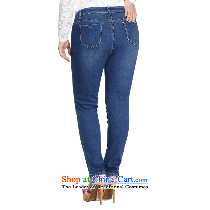 The former Yugoslavia Li Sau 2015 Fall/Winter Collections new larger female add comfort. thick wool waist wild video thin jeans female 1268 Denim blue 40, small-li , , , shopping on the Internet