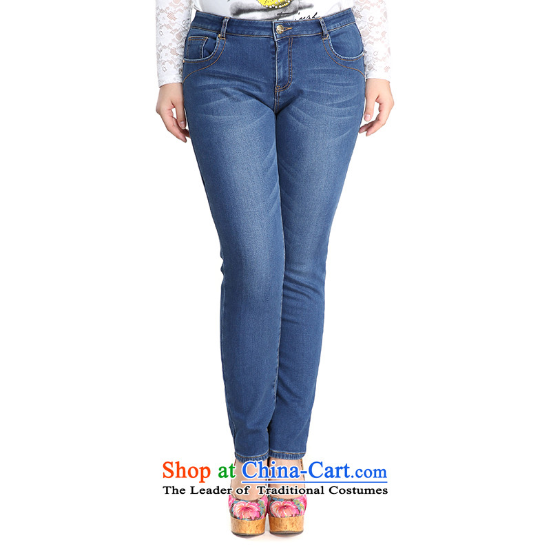 The former Yugoslavia Li Sau 2015 Fall/Winter Collections new larger female add comfort. thick wool waist wild video thin jeans female 1268 Denim blue 40, small-li , , , shopping on the Internet