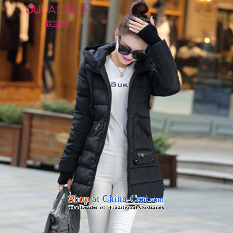 The OSCE, the 2015 autumn and winter new Korean down in long to increase women's code thick MM cotton coat hoodie 1623# 6XL, Black (OULANSUO OSCE LAN) , , , shopping on the Internet