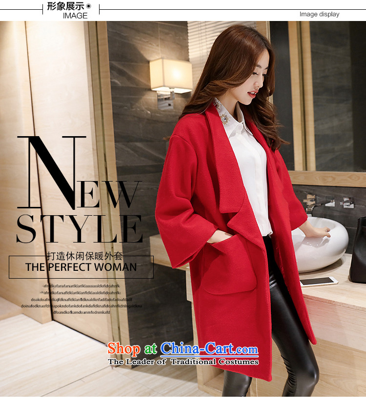 Yi Wu  2015 autumn and winter Korean New larger Cashmere wool coat in the medium to long term,? 7 cuff suits for a wool coat Y8802 female red S picture, prices, brand platters! The elections are supplied in the national character of distribution, so action, buy now enjoy more preferential! As soon as possible.
