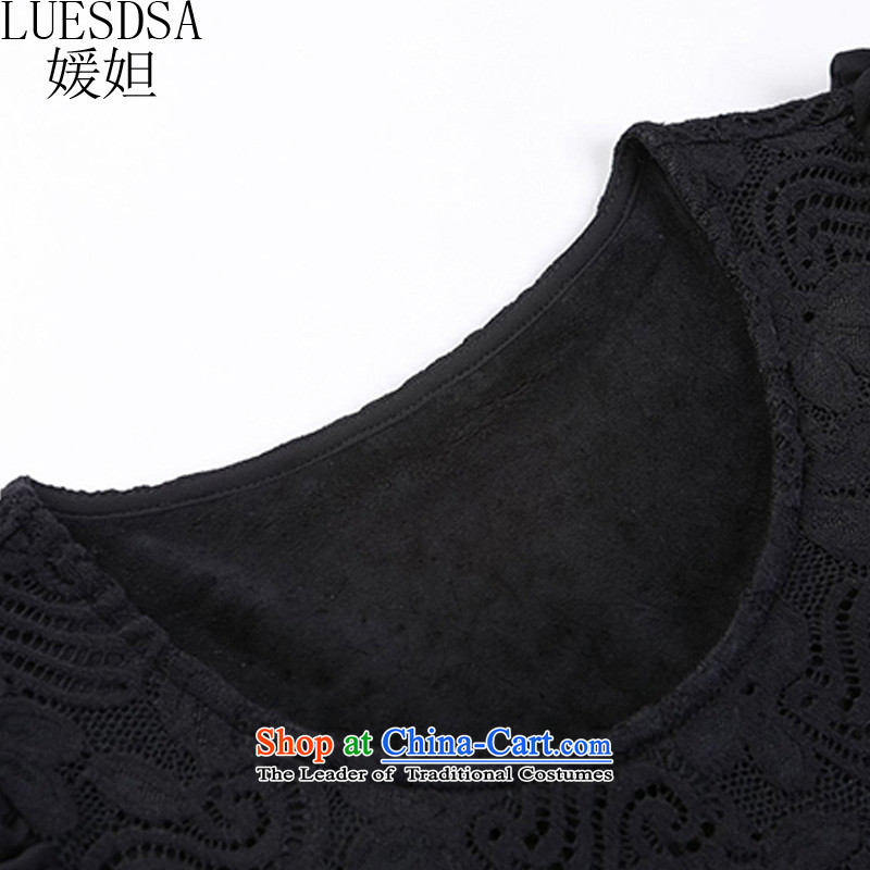 Yuan slot in the 2015 winter clothing new Korean version of large numbers of ladies Foutune of thin lace plus video lint-free in the thick long warm forming the dresses YD690 4XL, Black (LUESDSA Hoda Badran yuan) , , , shopping on the Internet