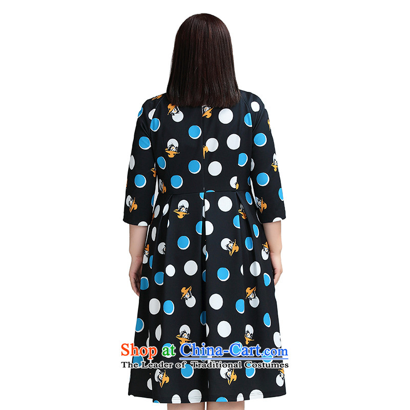 The former Yugoslavia Li Sau 2015 winter clothing new larger female round-neck collar color plane wave point digital printing long skirt 1537 Black blue dot 2XL, Yugoslavia Li Sau-shopping on the Internet has been pressed.