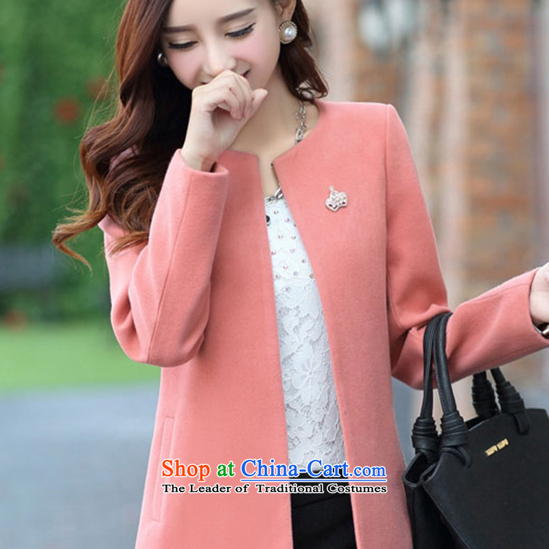 Morcar Connie snow  2015 autumn and winter new Korean version of larger? female coats cardigan windbreaker pink , L, Mostar Carne (mokanixue snow) , , , shopping on the Internet