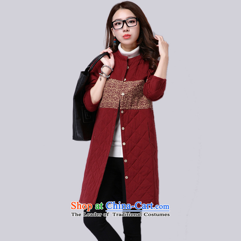 2015 Autumn and Winter Korea MEISUDI version of large numbers of ladies arts van ethnic thick warm relaxd graphics thin wild in long jacket coat navy XL, Mei Su (MEISUDI) , , , shopping on the Internet