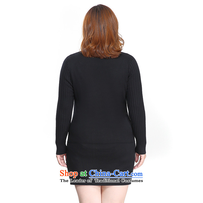 The former Yugoslavia Li Sau 2015 Fall/Winter Collections new larger female thick MM round-neck collar ribbed stitching long-sleeved Pullover knitwear dresses 0607 Black 5XL, Yugoslavia Li Sau-shopping on the Internet has been pressed.