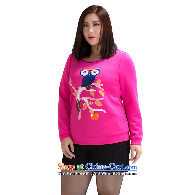 The former Yugoslavia Li Sau 2015 Fall/Winter Collections new larger female knocked color half of the owl stamp thick MM SWEATER T-shirt girl in red 5XL, 1162 Li Sau-.... small shopping on the Internet