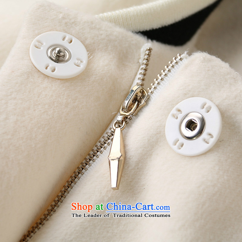 Sin has been gross girls jacket? Long Korean video thin stylish and cozy Sau San stitching long-sleeved a wool coat White M sin has shopping on the Internet has been pressed.