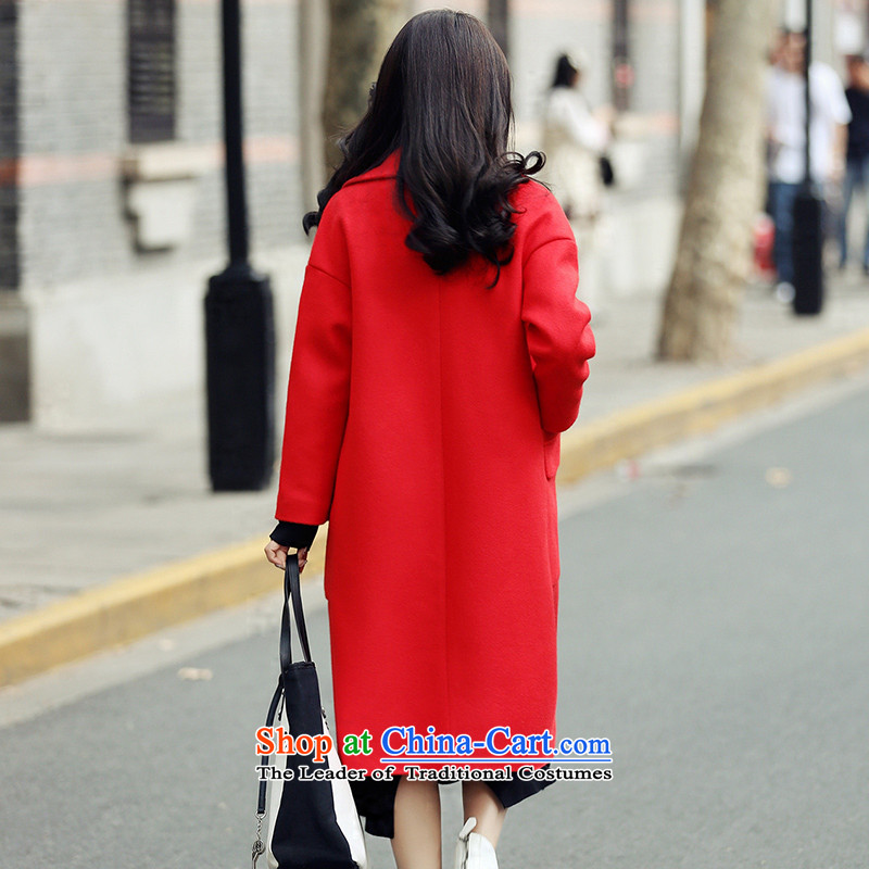 Sin has 2015 gross? new products in the autumn and winter long a wool coat video thin thick Korean red jacket , so gross already sin shopping on the Internet has been pressed.