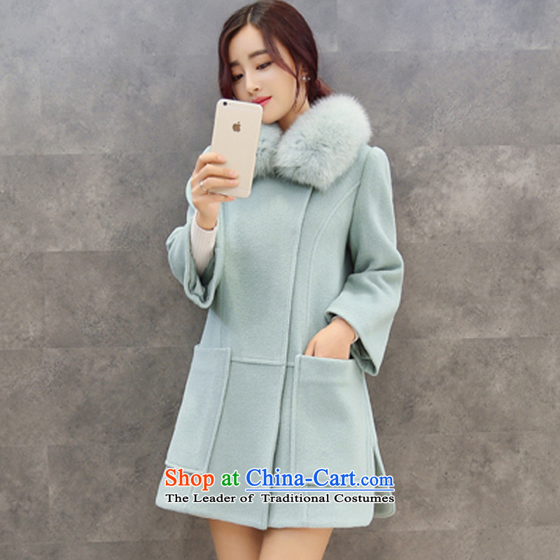 Yi Wu 2015 winter clothing new Korean girl in gross? jacket long Sau San Fox Nagymaros collar cashmere a wool coat Y532 female picture color XL, Yi Wu , , , shopping on the Internet